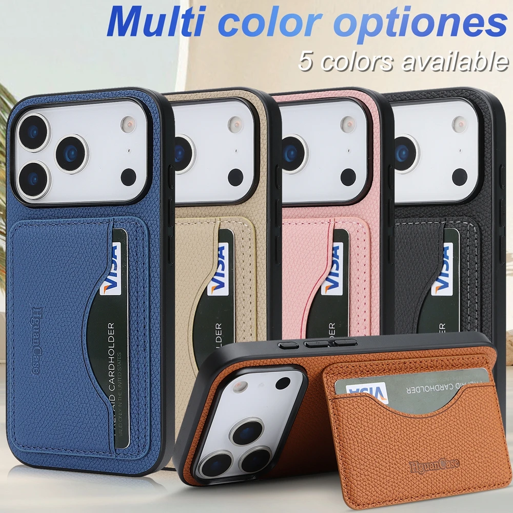 Leather Wallet Card Holder Phone Cover - Skórzane etui z kieszonką na karty,