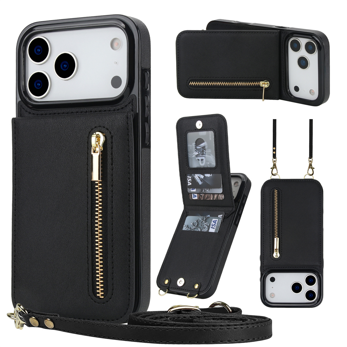Leather Wallet Card Holder Phone Cover - Skórzane etui na telefon z portfelem