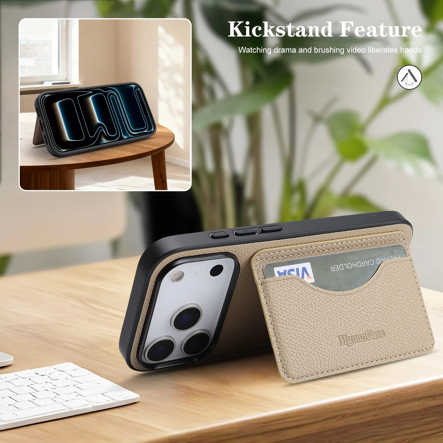 Skórzane etui z kieszonką na k – Leather Wallet Card Holder Phone Cover recenzja i cena