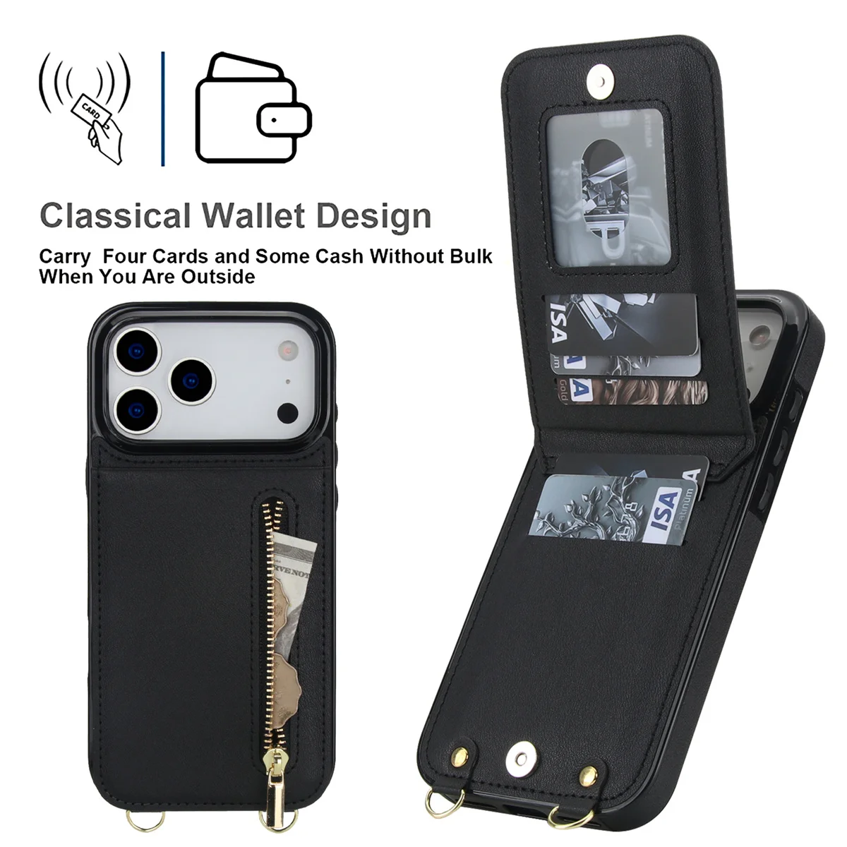 Skórzane etui na telefon z por – Leather Wallet Card Holder Phone Cover recenzja i cena